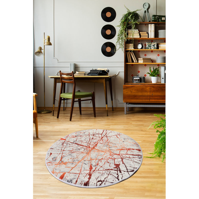 Antibacterial Round Carpet, 39.4 Inches Diameter, 100% Polyester, 0.2 Inches Pile Height | Non-Slip Underside, Machine Washable | Perfect for Living Room, Bedroom, and Playroom, Soft and Durable Design