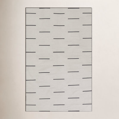 Malmo Ivory Black Hand-Woven Geometric Outdoor Rug