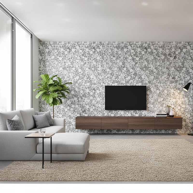 Pebble 12" x 12" Marble Pebbles Mosaic Wall & Floor Tile, Gray