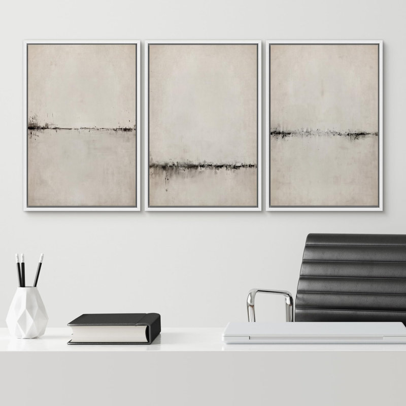 «Abstract Watercolor Serene Aesthetic», 3 pièces, H 24 po x l 16 po, Blanc
