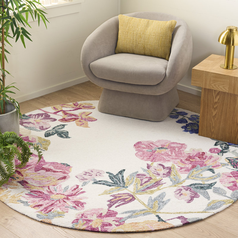 Jardin Hand Tufted Wool;Cotton Floral Indoor Rug, Round 6'