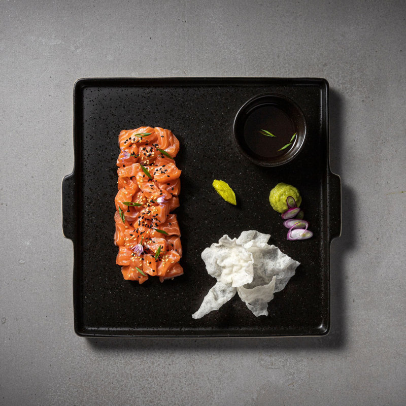 Nótos Stoneware Platter, 0.75" H x 8.75" W x 8" L, Latitude Black