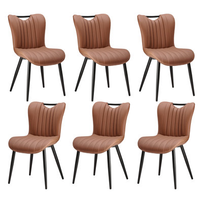 Modern Quilted Upholstered Dining Chairs Wingback Luxury Side Chairs With Metal Legs (Set of 6)