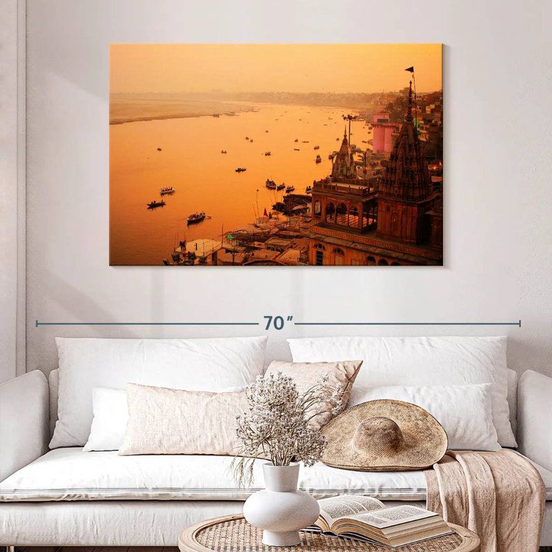 Ravi Hazy Varanasi Sunset, H 32 po x l 48 po