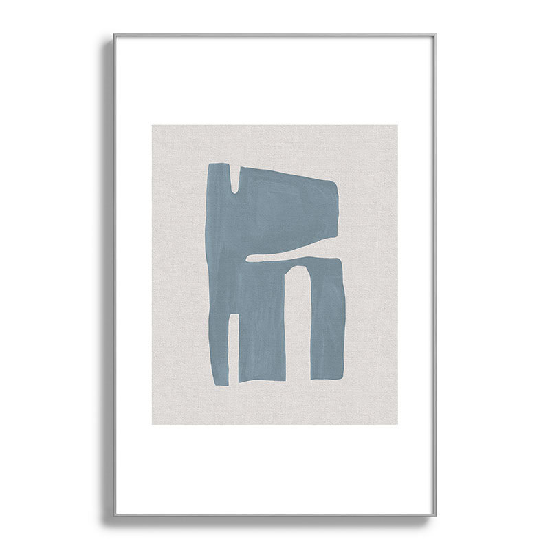 Mid Century Blue II, encadré sur papier, Argent, H 36 po x l 24 po