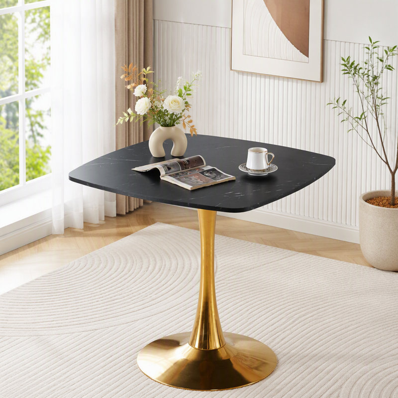 Table tulipe 31,5 pouces, Or + noir mat