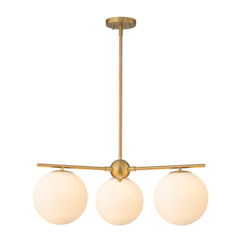 3-Light Opaque White Glass Sphere Chandelier