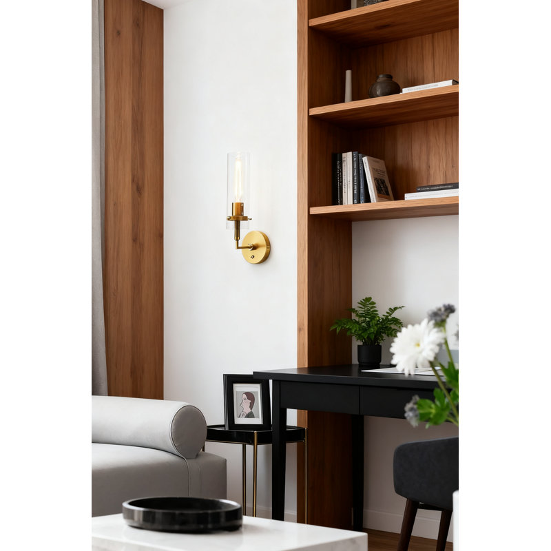 Phansthy Hardwired Wall Sconces With Switch, Set Of 2, Modern Clear Glass Vanity Light For Bathroom Mirror, Bedroom, Living Room, Corridor, And Stairs