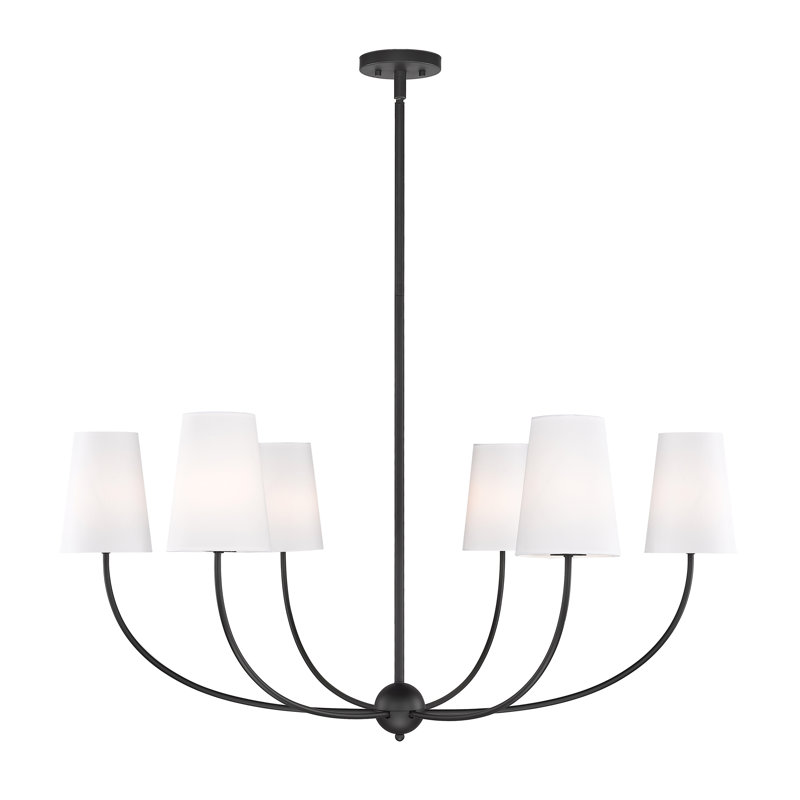 Caral Dimmable Traditional Shaded Chandelier, 19.25" H x 42" W x 42" D, Matte Black, 6