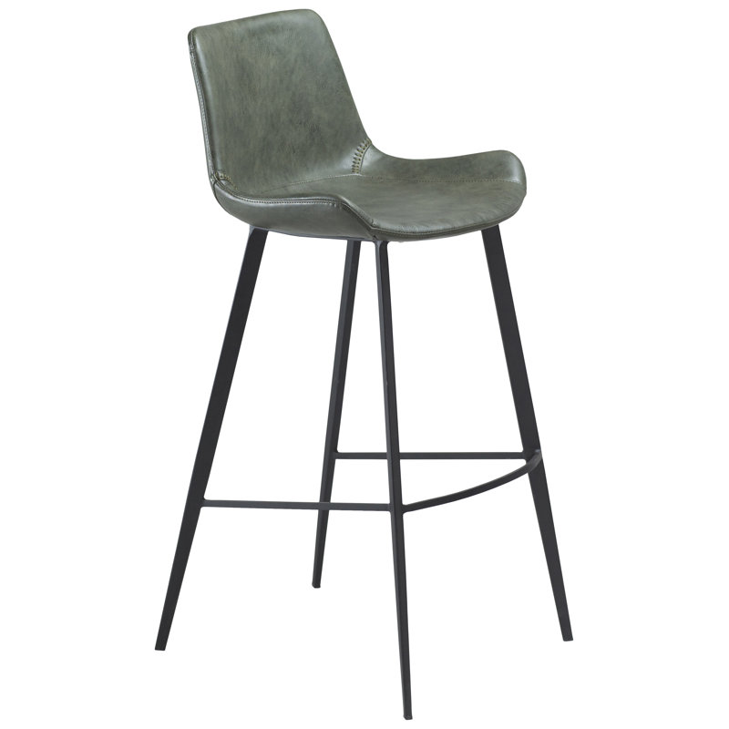 Hype Upholstered Counter Stool with Metal Frame, Faux Leather Vintage Green, 103cm H x 50cm W x 50cm D