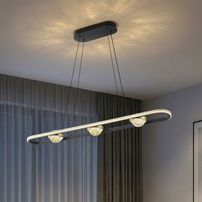 Lustre linéaire 38 po à DEL noir mat, hauteur réglable 3000K blanc chaud réglable, compatible avec les plafonds inclinés, homologué ETL / cETL