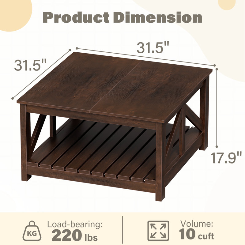 Table basse 31,5 po Farmhouse, Brun, Brun