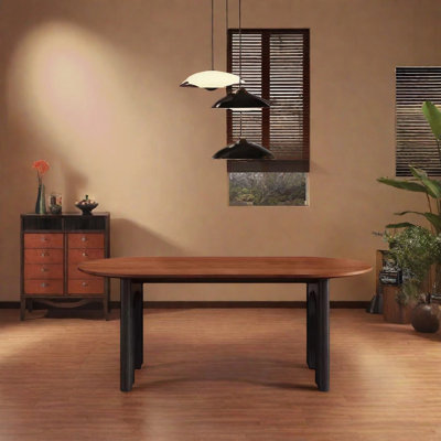 Table de salle à manger ovale en bois massif | Élégant et simple