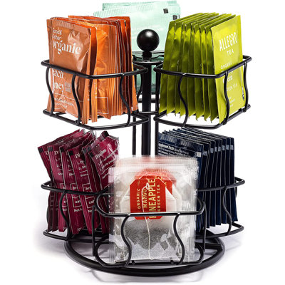 Carrousel à sachets de thé Sorbus - Organisateur à thé pour comptoir - 2 niveaux, noir
