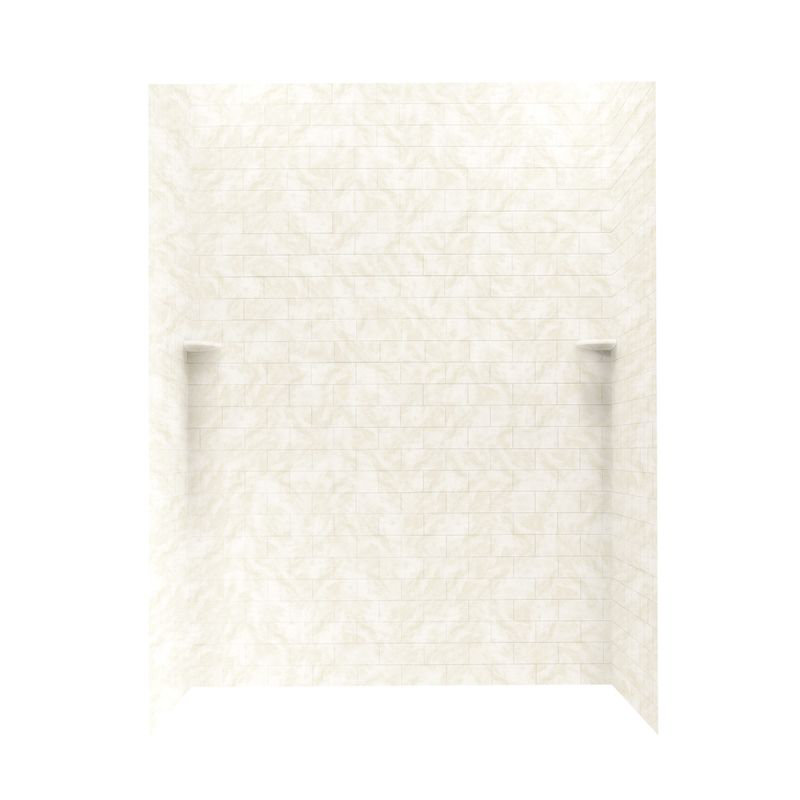 Solid Surface Three Panel Shower Wall, Cloud White, 72" H x 62" W x 36" D