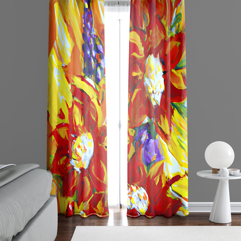 Paire de rideaux semi-transparents en polyester Anmol, L 40 po x L 61 po
