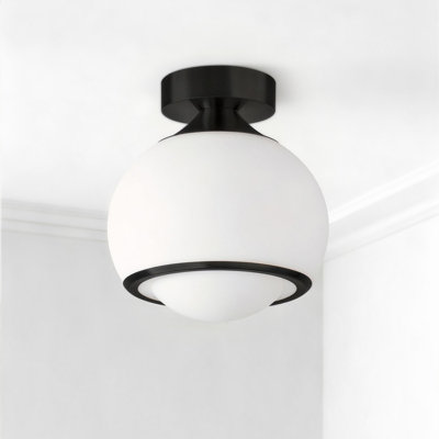 1-Light Mid-Century Modern Dimmable 3Cct Led Milk White Globe Flush Mount Ceiling Light For Corridor/Stairwell