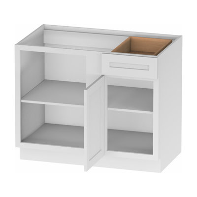 Kindwood Eco Shaker 42 W x 24 D x 34.5 H Ready-to-Assemble Plywood Blind Corner Base Cabinet in White
