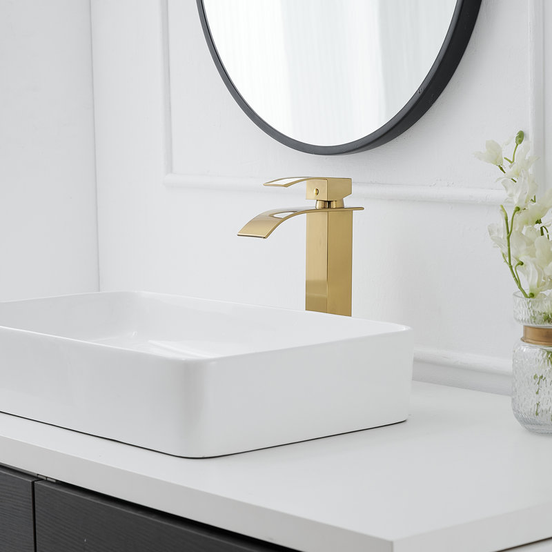 Single-handle Bathroom Faucet with Drain Assembly, Brushed Gold