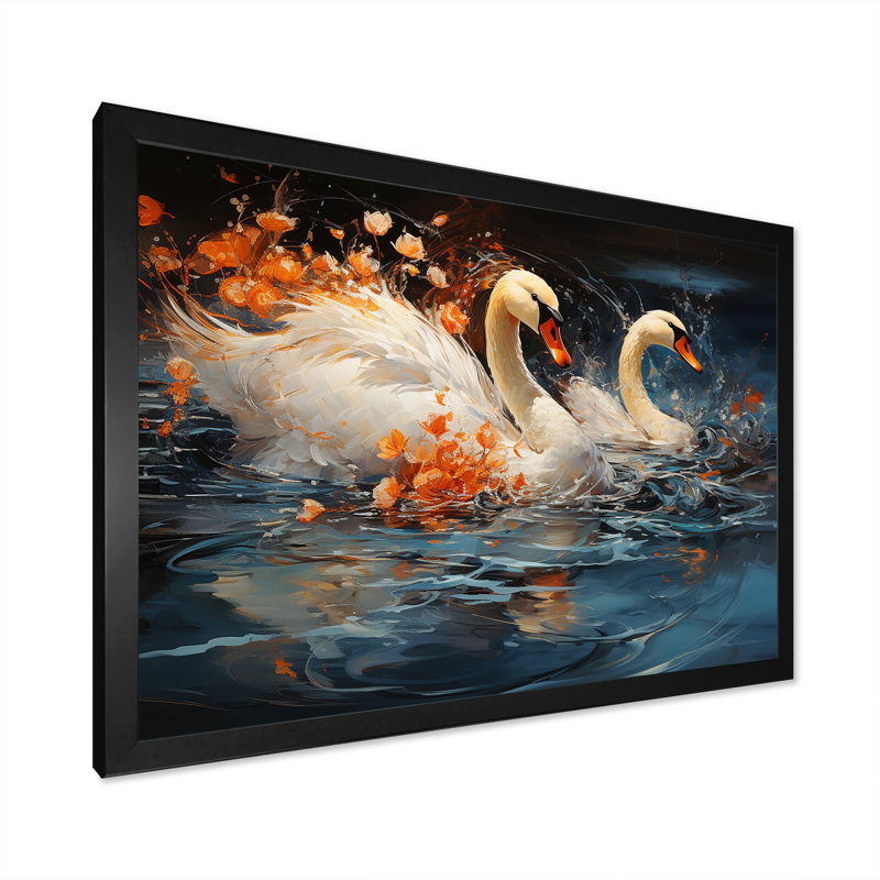 Cygnes voyage I sur toile, H 30 po x l 40 po x P 1,5 po, Cadre photo noir
