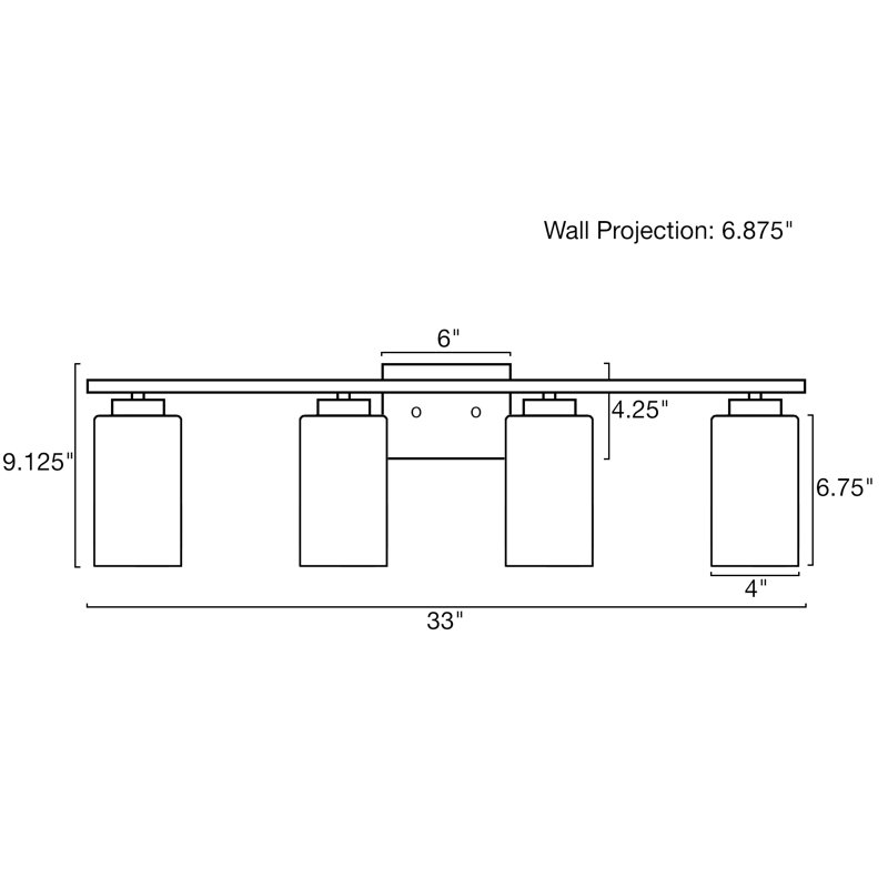 Éclairage pour meuble-lavabo à 4 lumières à intensité variable Aerie