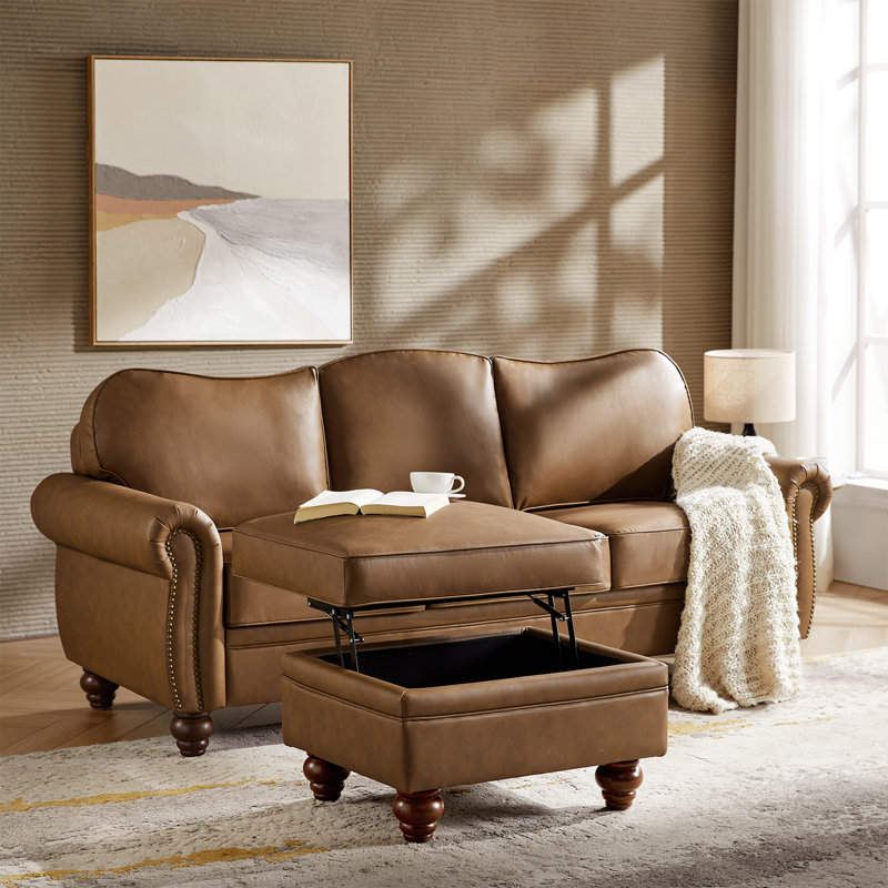 Dielle Transitional 2 Piece Sectional Sofa, Camel