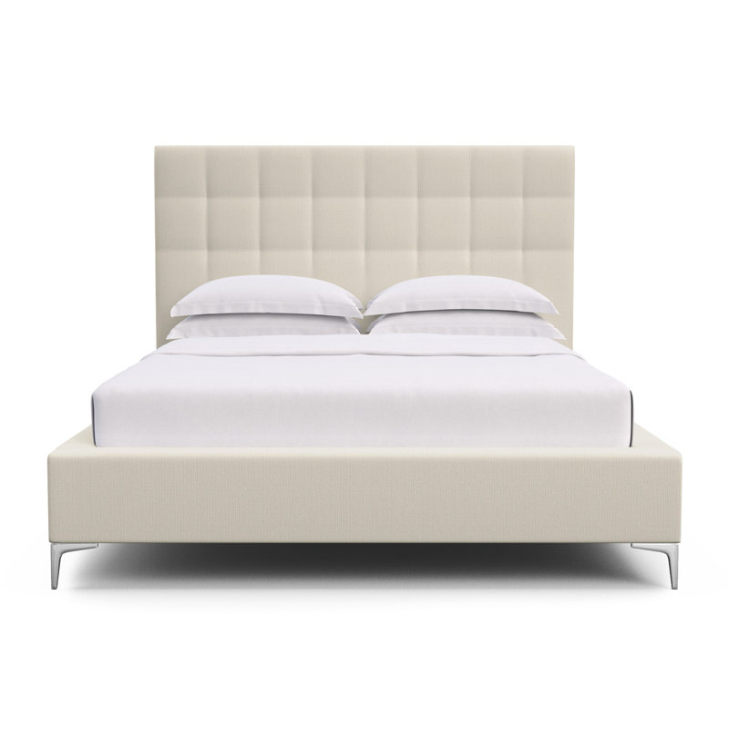 Bryant Upholstered Bed, California King, Box Weave Linen Oyster, Ebony