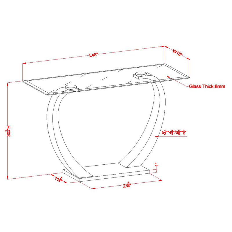 48'' Glass Top Console Table, White