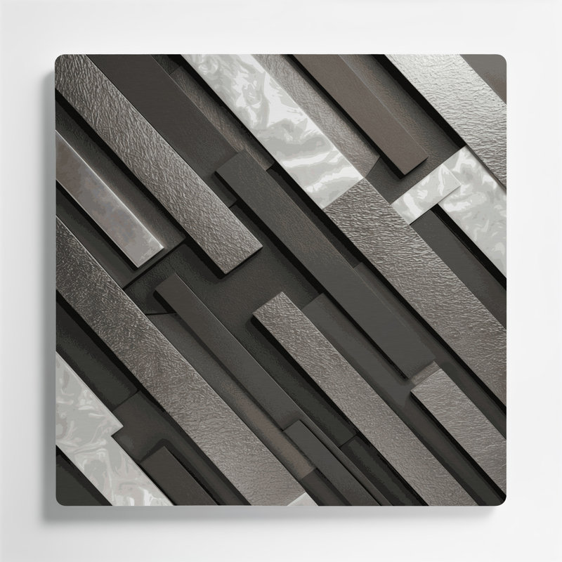 Abstrait 5 formes d'art en métal brun, H 32 po x l 32 po