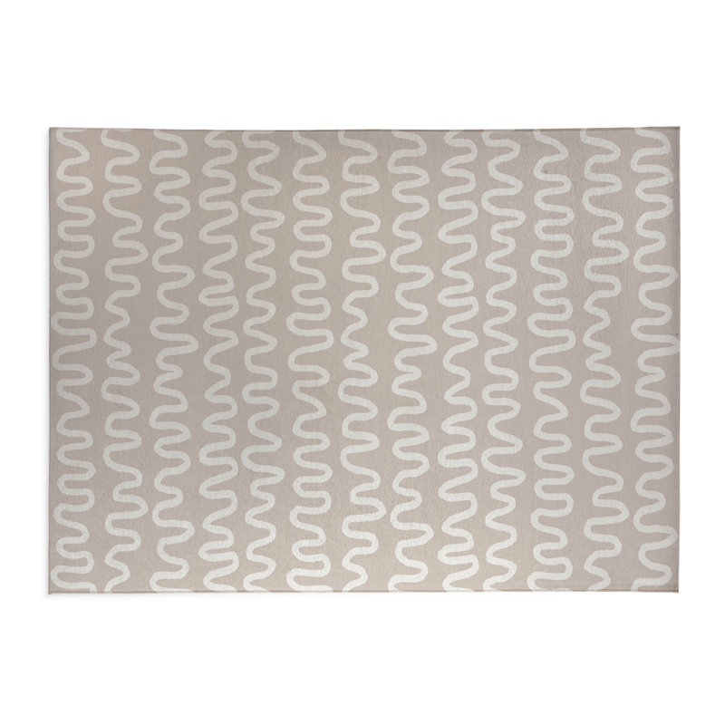 Tapis de bureau à rayures Wiggle, L 6 pi x L 4 pi, Taupe