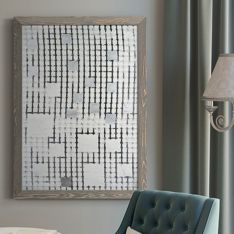 Gossamer I, H 37,5 po x l 27,5 po x P 1 po, Toile avec cadre gris, Pas de tapis