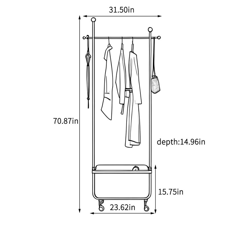 Elegant Coat Rack with Grey Titanium Steel