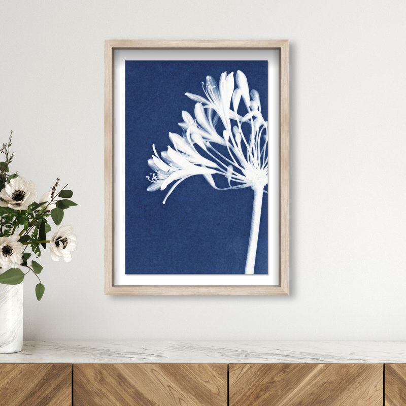 Cyan Bloom Print by Oliver Gal, 17.5"H x 25.5"W, Natural Oak Shadowbox