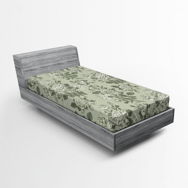 Microfiber Floral Fitted Sheet, Twin Fitted Sheet