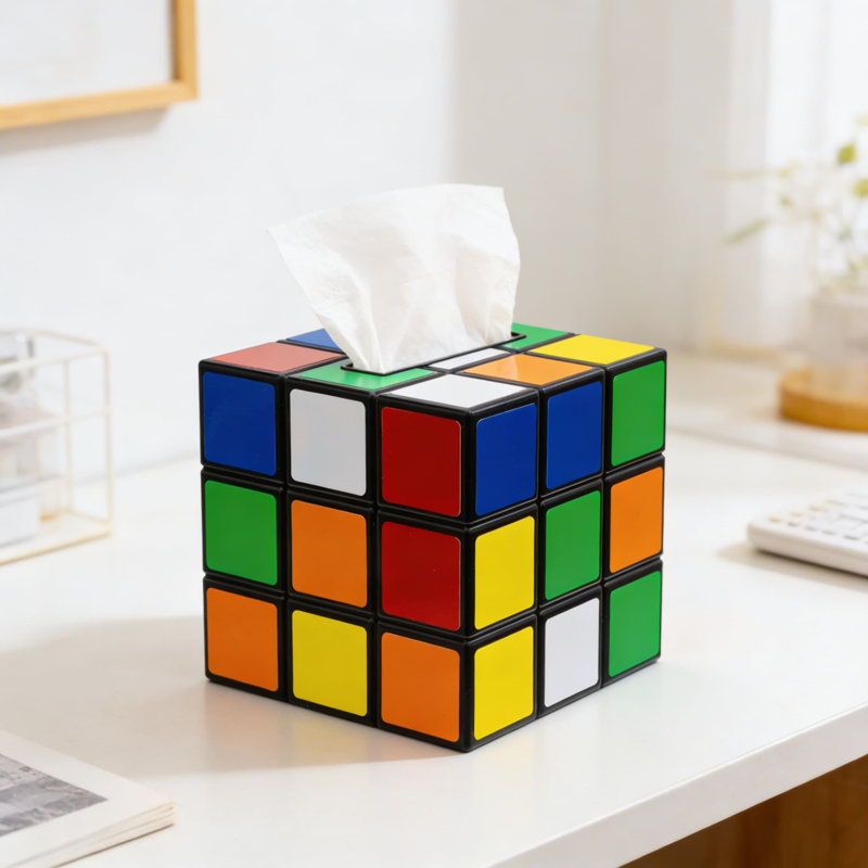 Couvercle de boîte à mouchoirs Magic Cube avec serrure magnétique