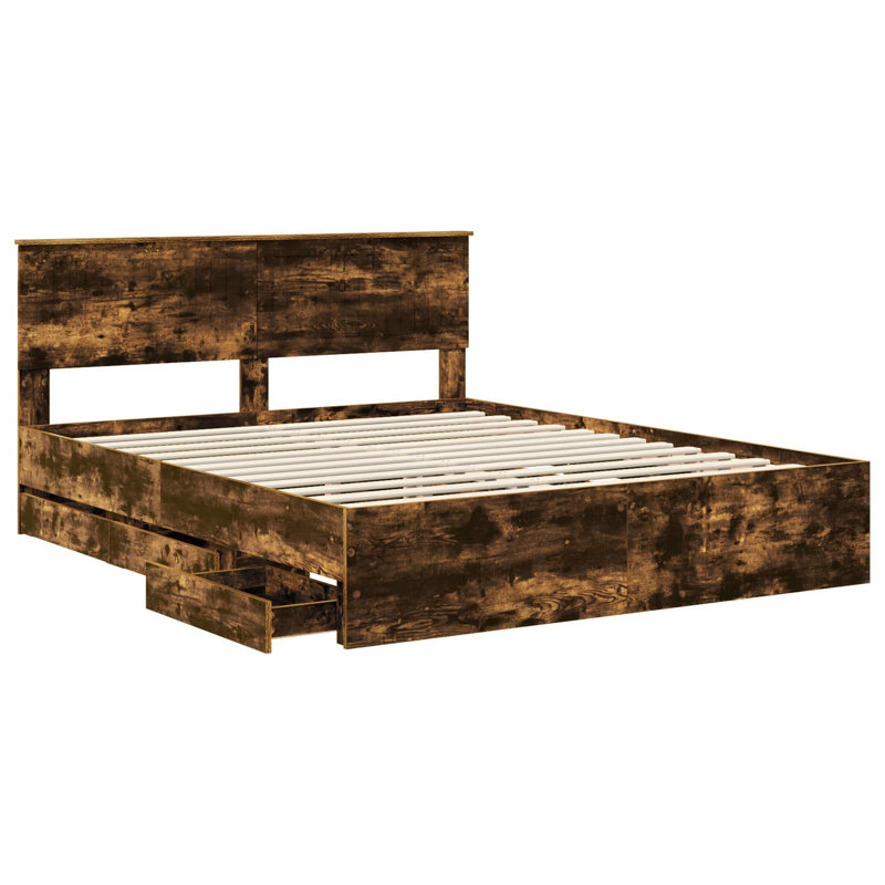 Bed, Smoked Oak, European Kingsize (160 x 200 cm)
