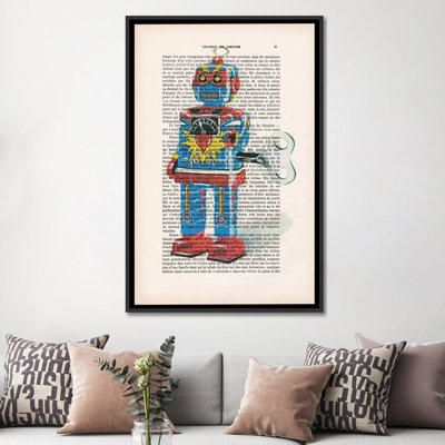 «Vintage Paper Series: Robot I», impression sur toile tendue