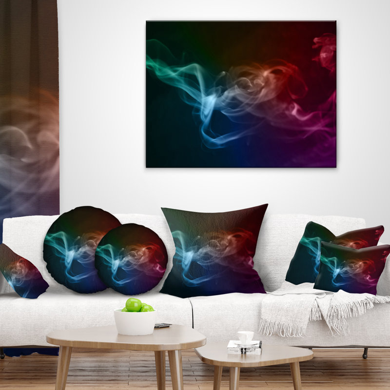Abstrait fractal Smoke Waves - Coussin imprimé abstrait, 18 po x 18 po, Coussin décoratif