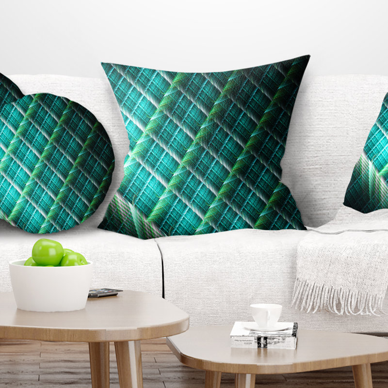 Motif de fractale verte - imprimé abstrait, 16 po x 1 po, Coussin décoratif