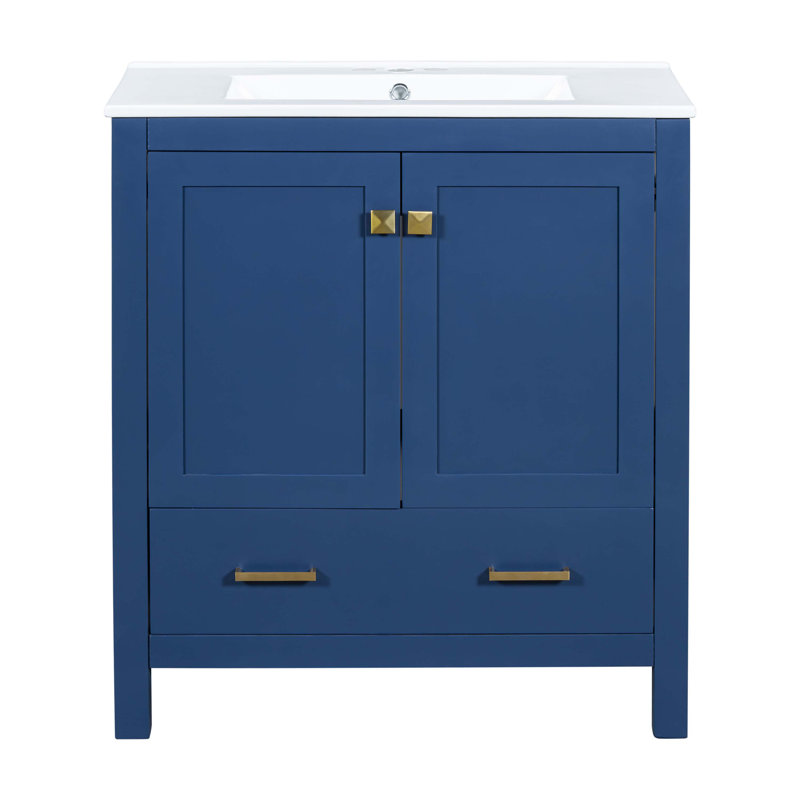 30" Bathroom Vanity with Single Sink, Combo Cabinet Undermount Sink, Bathroom Storage Cabinet with 2 Doors and a Drawer, Soft Closing, Multifunctional Storage, Solid Wood Frame