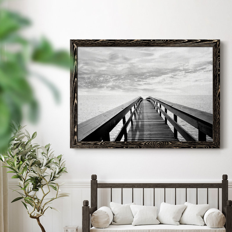 Pier Reflections - Photographie de cadre photo sur toile, H 31 po x l 44 po x P 0,75 po, Noir