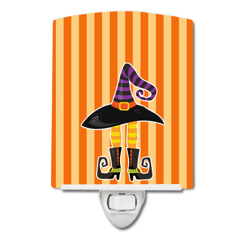 Éclairage pour nuit en céramique avec chapeau et pattes d’halloween