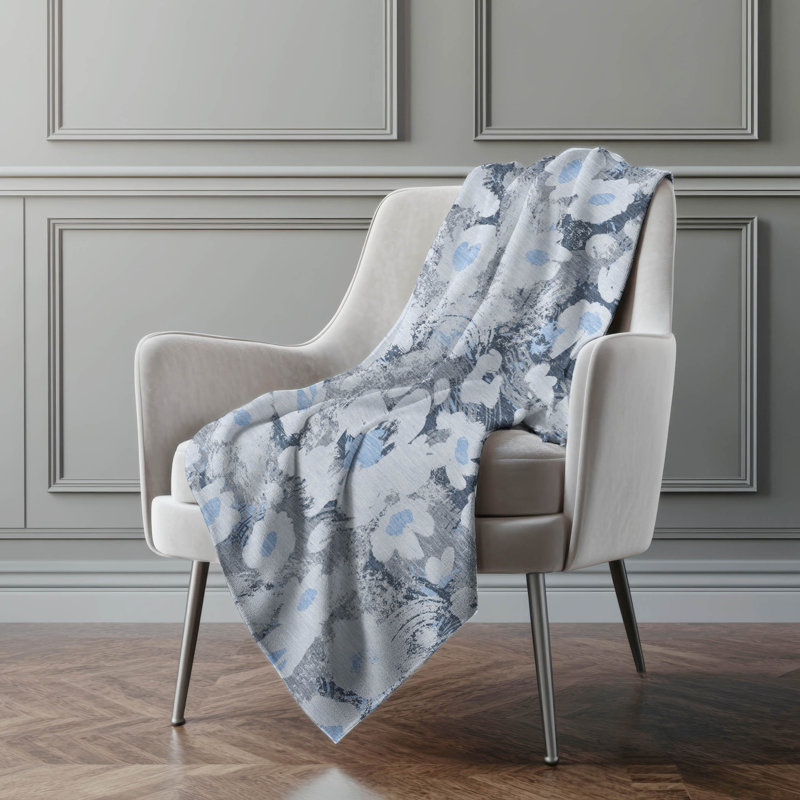 Jeté en sherpa floral Addison, Denim floral