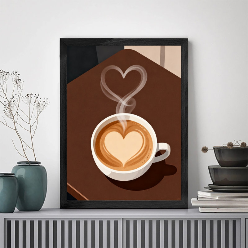 «Black Love Vintage Love Coffee», impression murale encadrée de style rétro, H 11 po x l 9 po