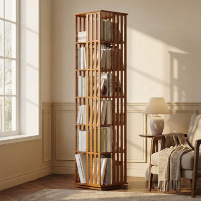 Modern 6-tier Rotating Bookcase Tower