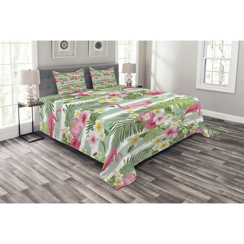 Mariposa Flamingo Bedspread Set with Cushion Cover, 220 x 264 cm