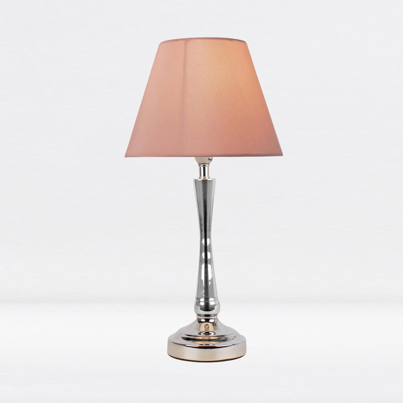 Laskowski Metal Table Lamp, Polished Chrome, Blush Pink