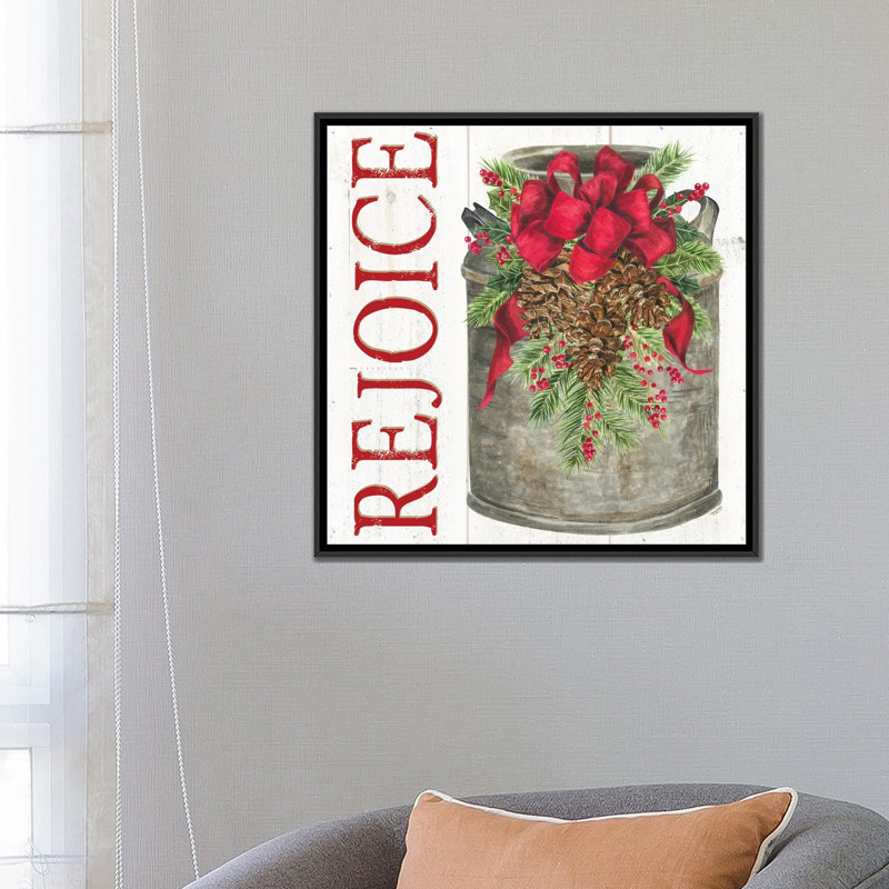«Home for the Holiday Rejoice» par Tara Reed - reproduction imprimée, H 26 po x l 26 po x P 1,5 po, Cadre noir, Aucun mat