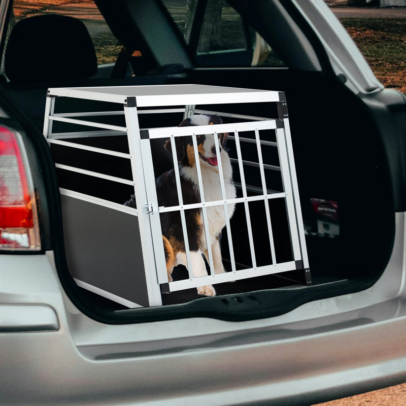 Boîte de transport en aluminium pour chats, l 36,4 po x l 25,34 po l 27,37 po, noir et argent, facile à installer