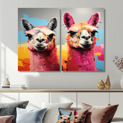 2 images colorées de Popart enchantées et colorées - impressions sur toile modernes